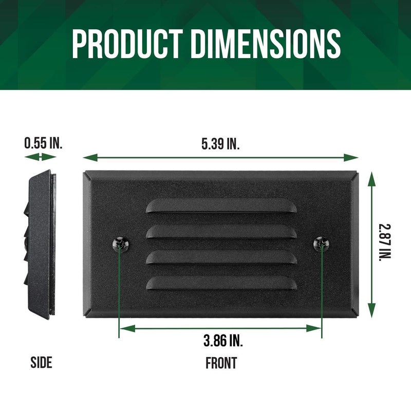 GKOLED 12V 3W Surface Mount Low Voltage LED Step Light Fixture with Horizontal Louvered Faceplate for Steps Decks Pathway Yard Stairs Fences, IP65 Outdoor Waterproof, Wet Locations, 6 Pack - Image 3